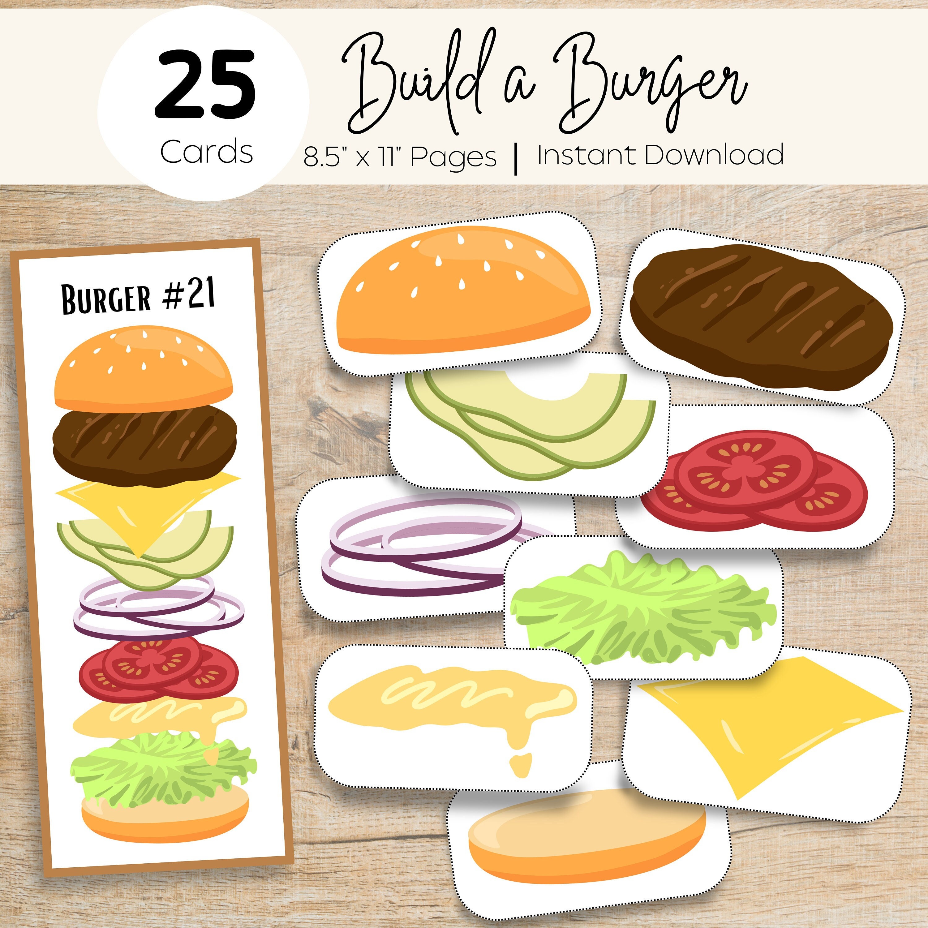 Build a Burger Dramatic Play Homeschool Printable Pretend Play Build a ...