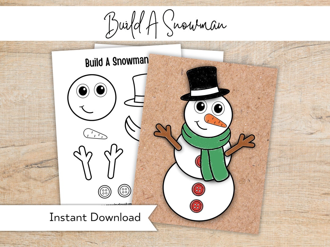 Snowman Printable Craft - Build a Snowman Winter Activity for Kids ...