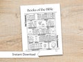 Printable Books of the Bible - Bible Bookshelf Coloring Printable - Bible Book Tracker - Bible Class Activity Printable - Bible Checklist