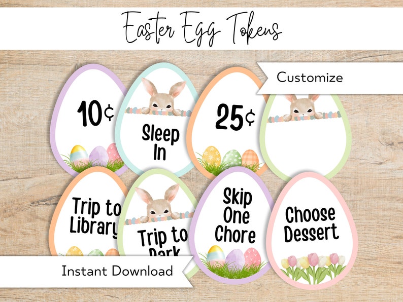 Easter Egg Reward Tokens Printable - Easter Egg Hunt Coupons ...