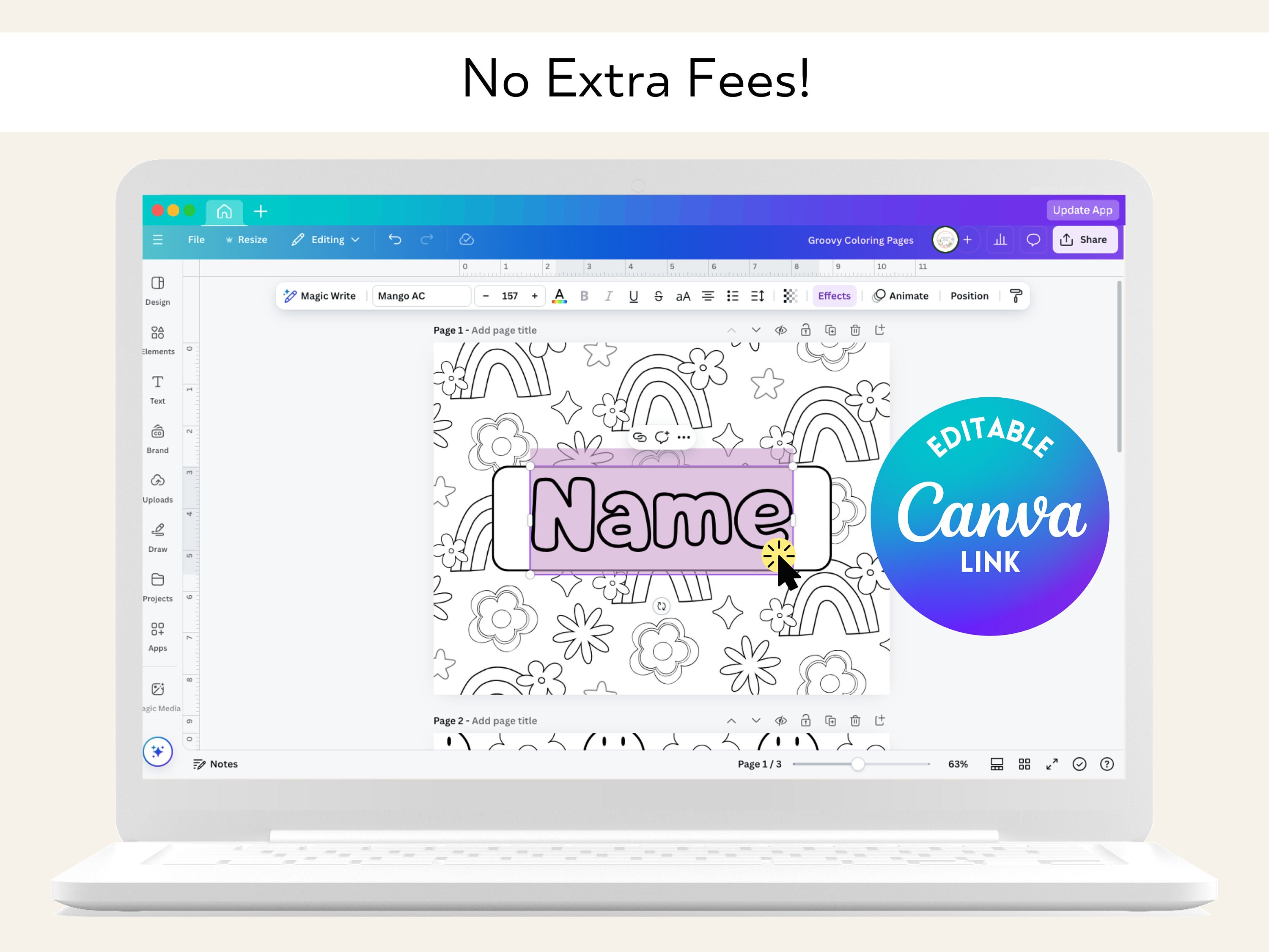 Personalized Name Coloring Page - Printable Groovy Designs (digital ...
