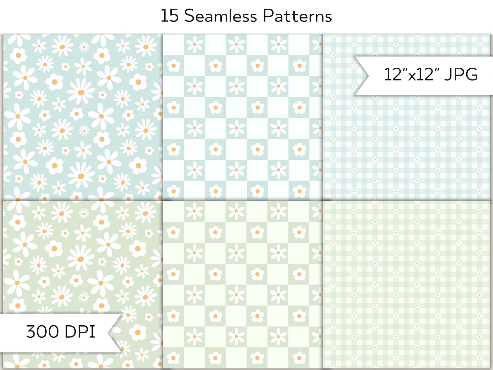 Daisy Seamless Pattern Digital Paper - Pastel Floral Designs (digital ...