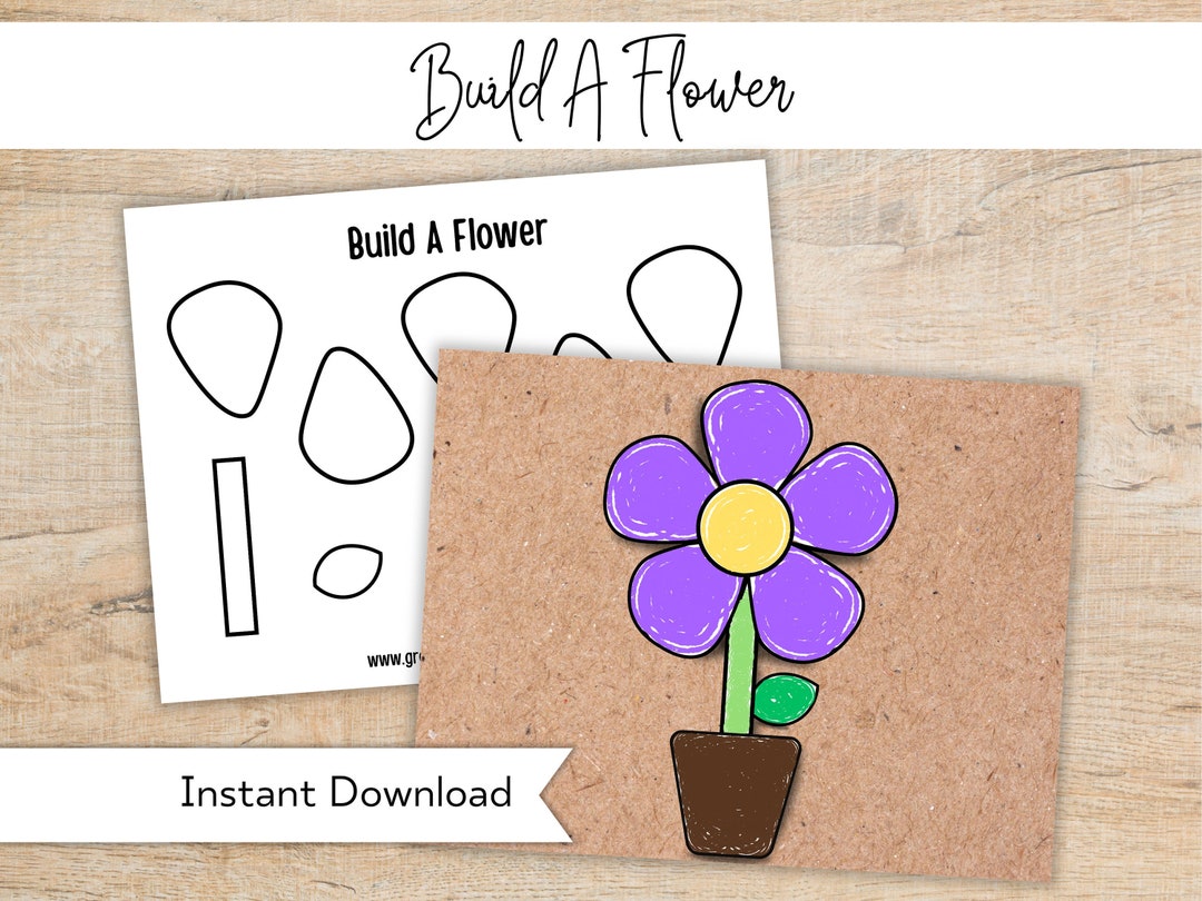 Flower Printable Craft Build a Flower Spring Activity for Kids Flower Printable Craft Build a Flower Spring Activity for Kids