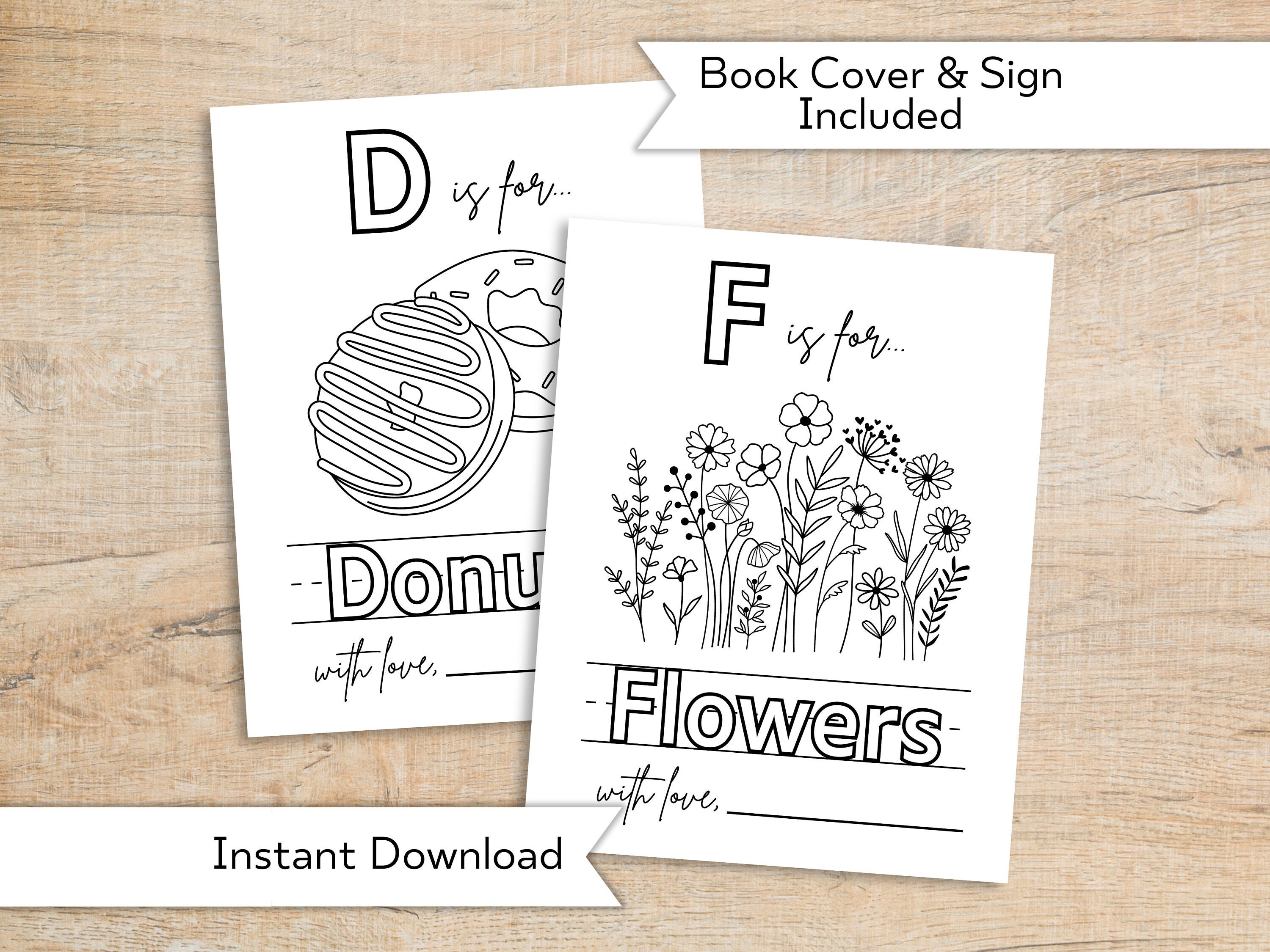 ABC Baby Book - Baby Shower Coloring Activity Keepsake - Personalized Alphabet Coloring Book Baby Shower - Minimalist Baby Shower