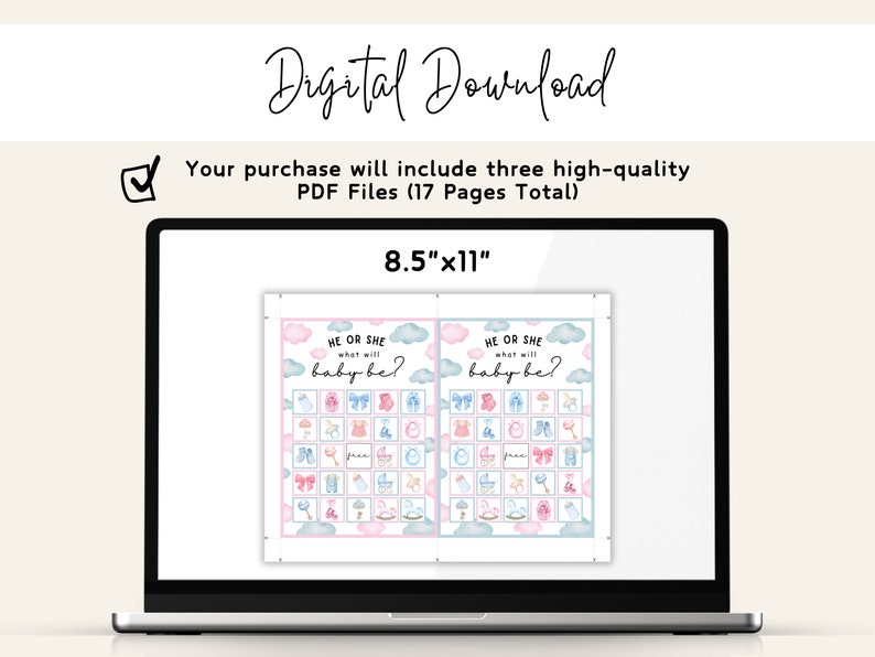 Gender Reveal Bingo Printable Gender Reveal Bingo Party Game Boy or ...