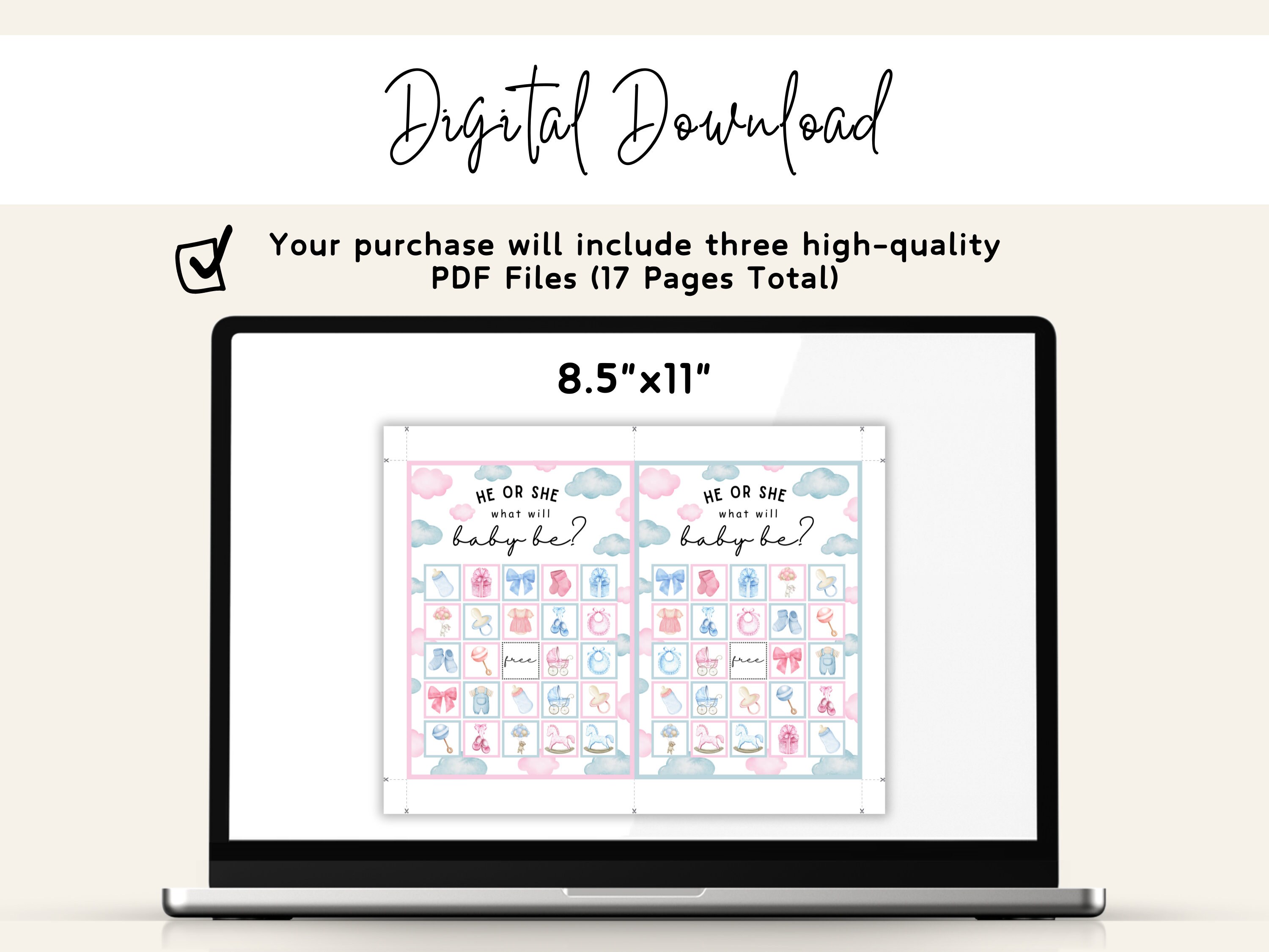 Gender Reveal Bingo Printable Gender Reveal Bingo Party Game Boy or ...