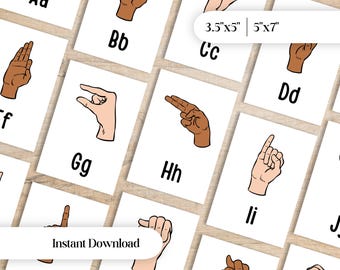 ASL Alphabet Flashcards – American Sign Language, Beginners (Digital Download)