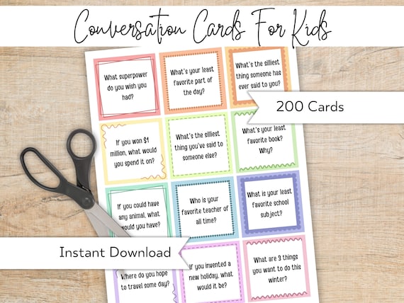 200 Kids Conversation Cards – Family Road Trip Games (PDF Download)