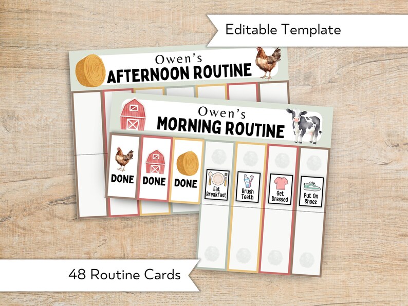 Routine Chart Printable Kids Flip Routine Chart Editable Template ...