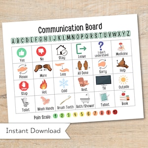 Nonverbal Communication Board - Visual Board Special Needs - Nonverbal Poster Autism - Senior Hospital Adults - Special Needs Poster