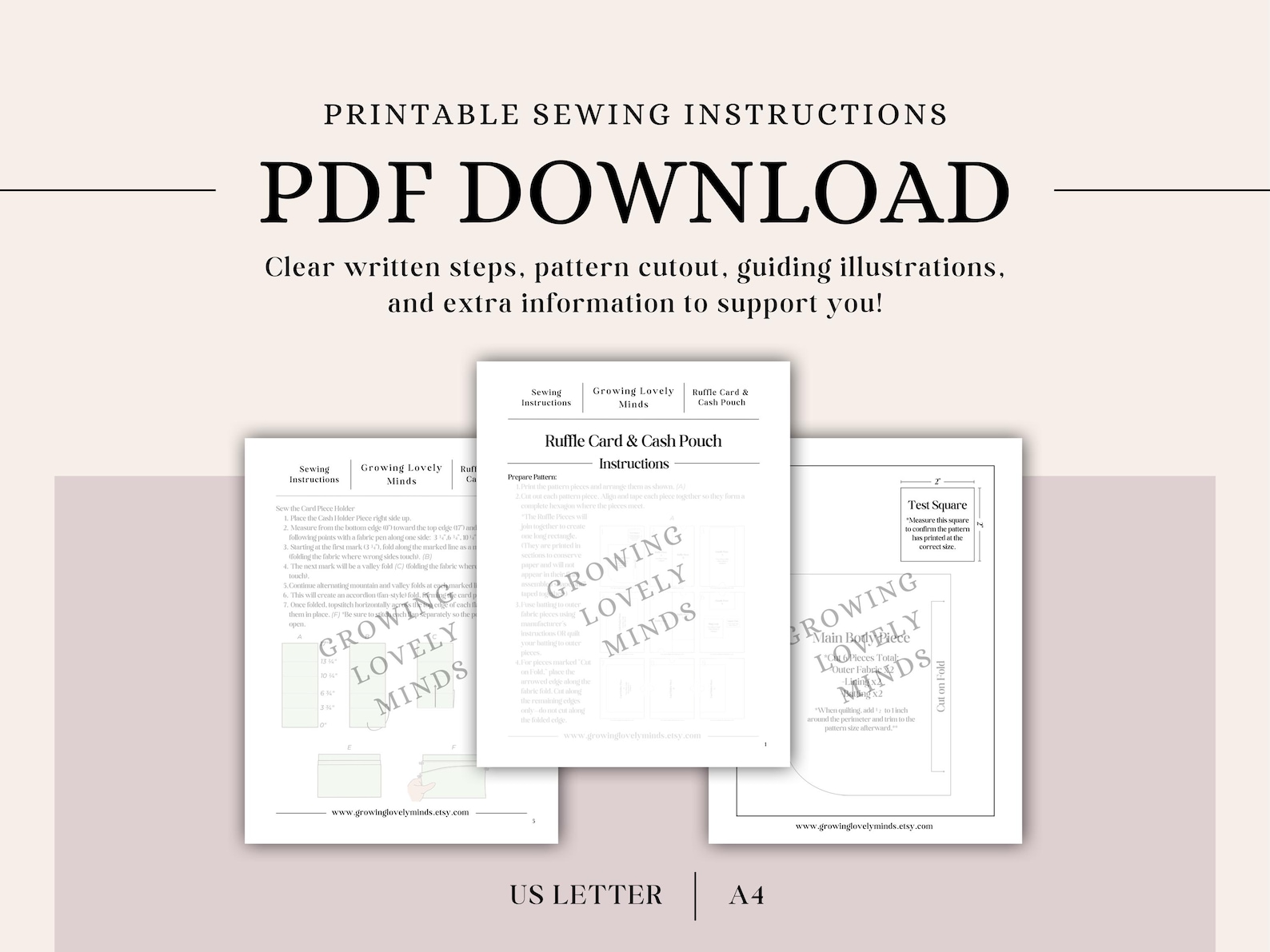 Ruffle Card & Cash Pouch Sewing Pattern (PDF Download US Letter/a4) - Etsy