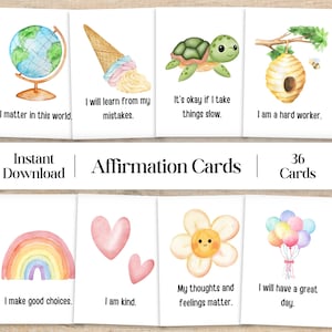 Kinder Affirmationskarten - 36 druckbare positive Ermutigungskarten (digitaler Download)