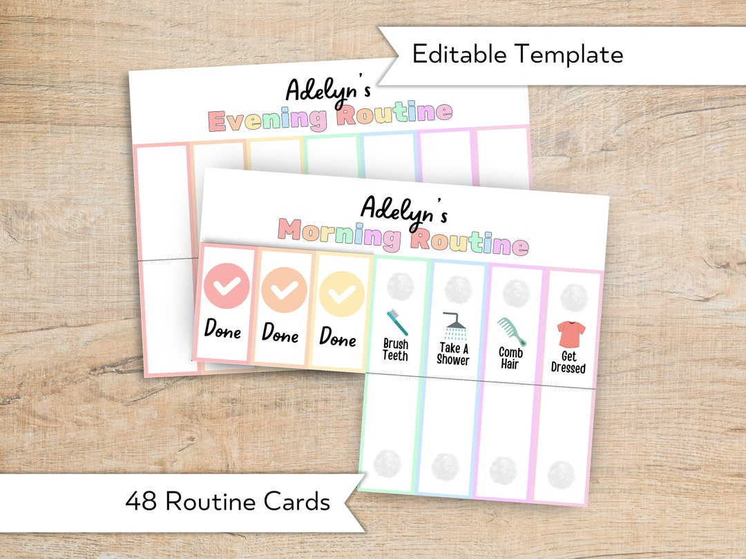 Routine Chart Printable - Kids Flip Routine Chart Editable Template ...