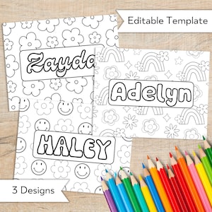 Custom Name Coloring Page - Printable Personalized Coloring Page - Personalized Gift for Kids - Groovy Coloring Pages