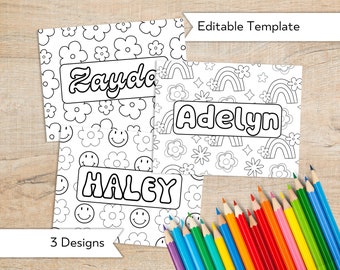 Custom Name Coloring Page - Printable Personalized Coloring Page - Personalized Gift for Kids - Groovy Coloring Pages