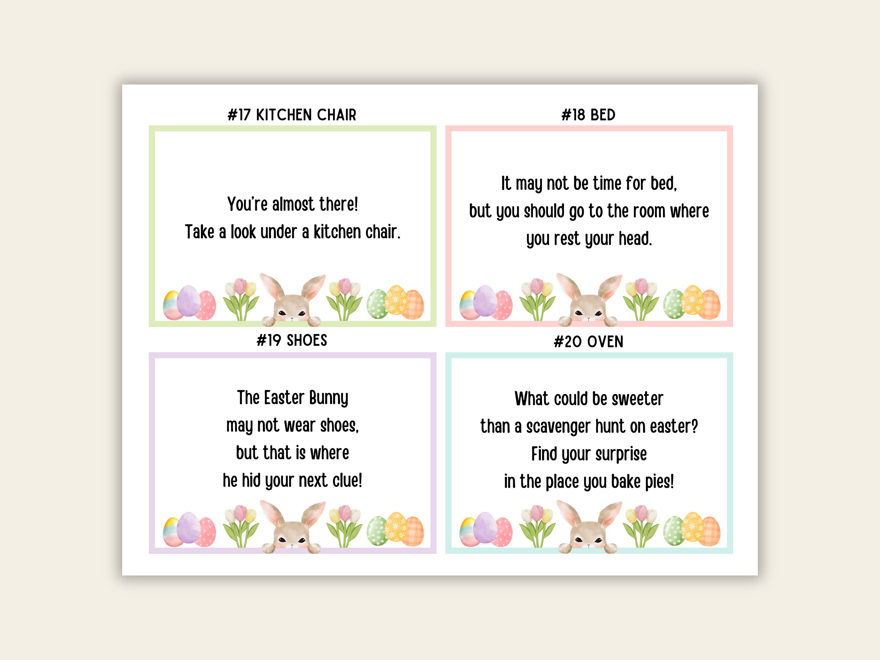 Easter Card Riddles Printable Easter Scavenger Hunt for Kids – 20 Riddle Clues (instant ...