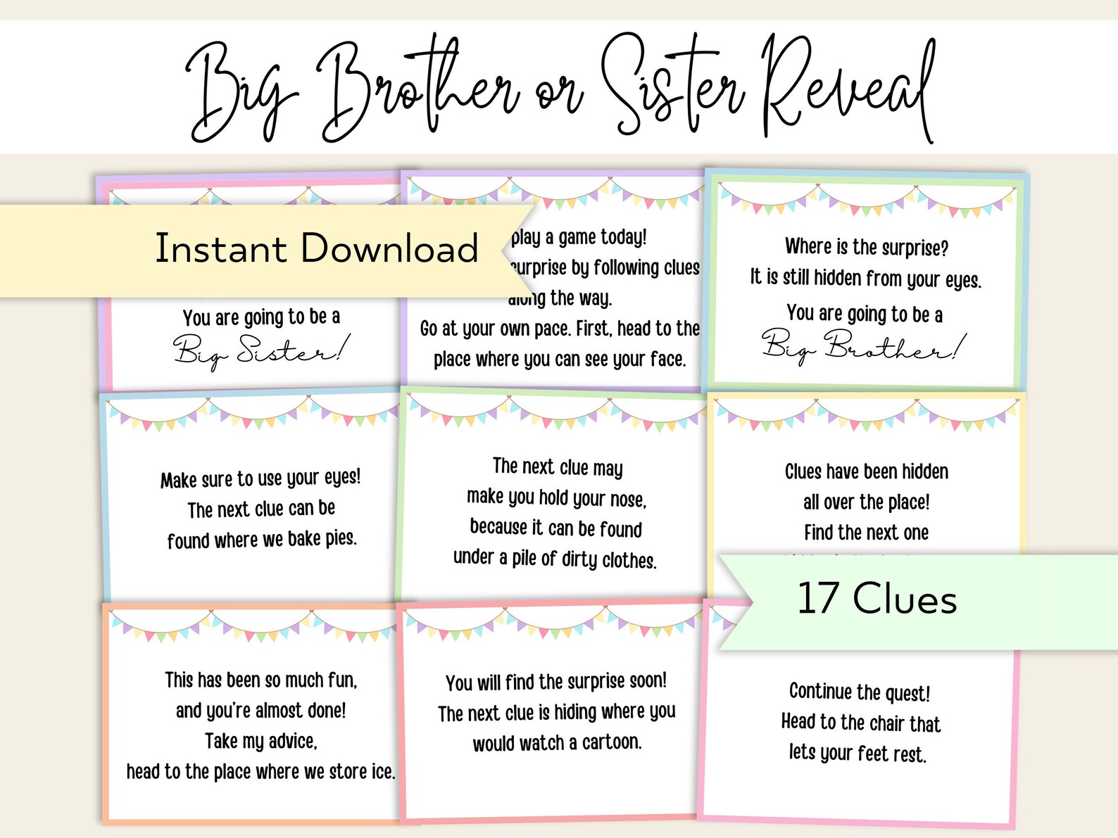 Pregnancy Announcement Scavenger Hunt for Siblings Printable Pregnancy