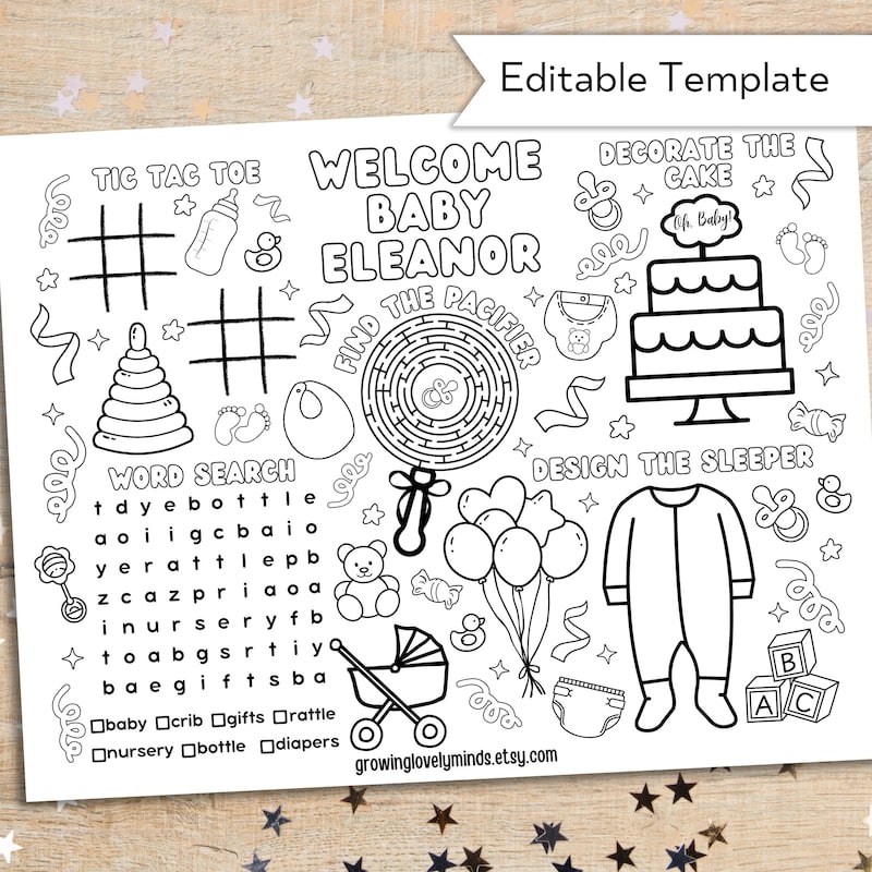 New Baby Coloring Sheets Etsy