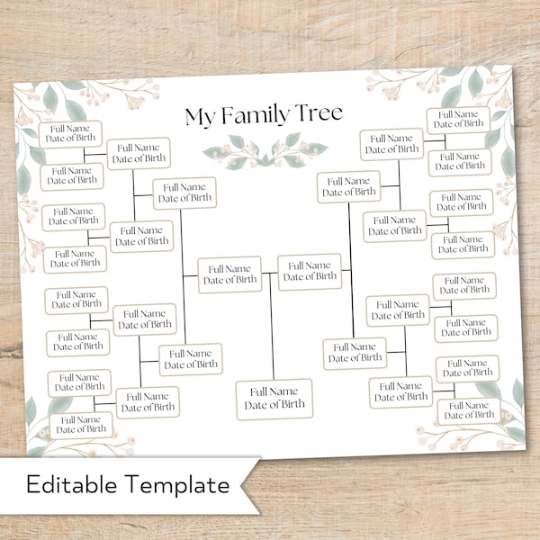 Printable Family Tree Etsy