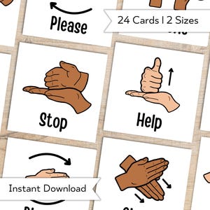 Flashcards ASL - Cartes de langue des signes américaine - Ressources pour l'éducation spécialisée - Cartes de communication non verbale - Cartes de discours