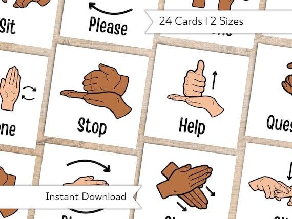 Sign Language Cue Cards ASL Sign Language Flashcards Free Printables
