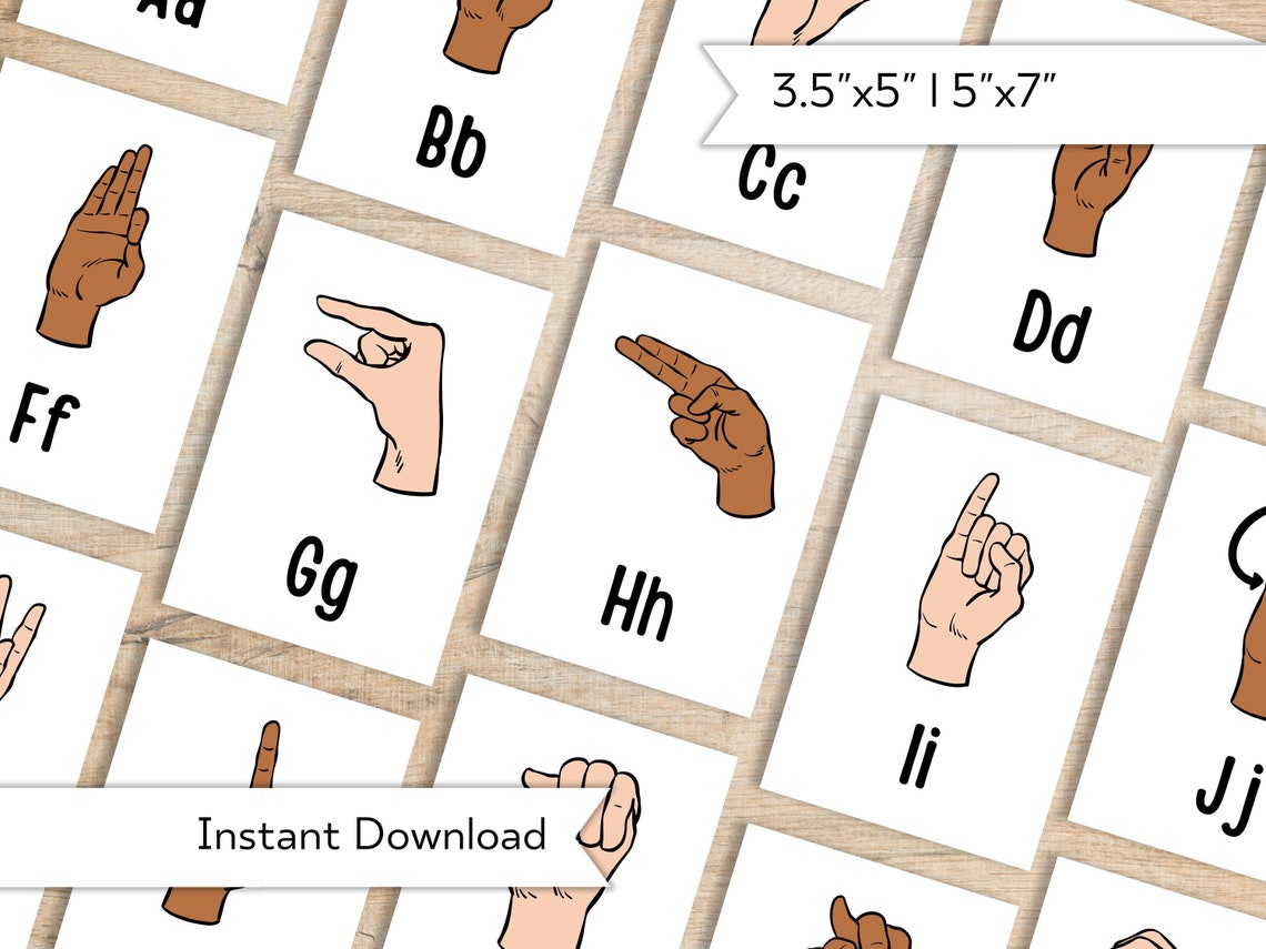 ASL Alphabet Flashcards Printable American Sign Language Alphabet Learn