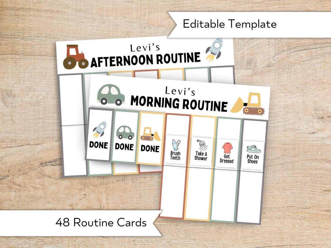 Buy Routine Chart Printable Kids Flip Routine Chart Editable Template ...