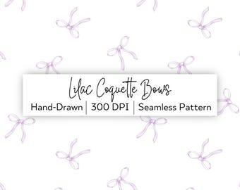 Coquette Lilac Bows Seamless Pattern – Hand-drawn Digital Paper (JPG)