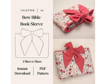 Bow Bible / Book Sleeve Sewing Pattern, 3 Sizes Included, Beginner Friendly (PDF Download US Letter/A4)