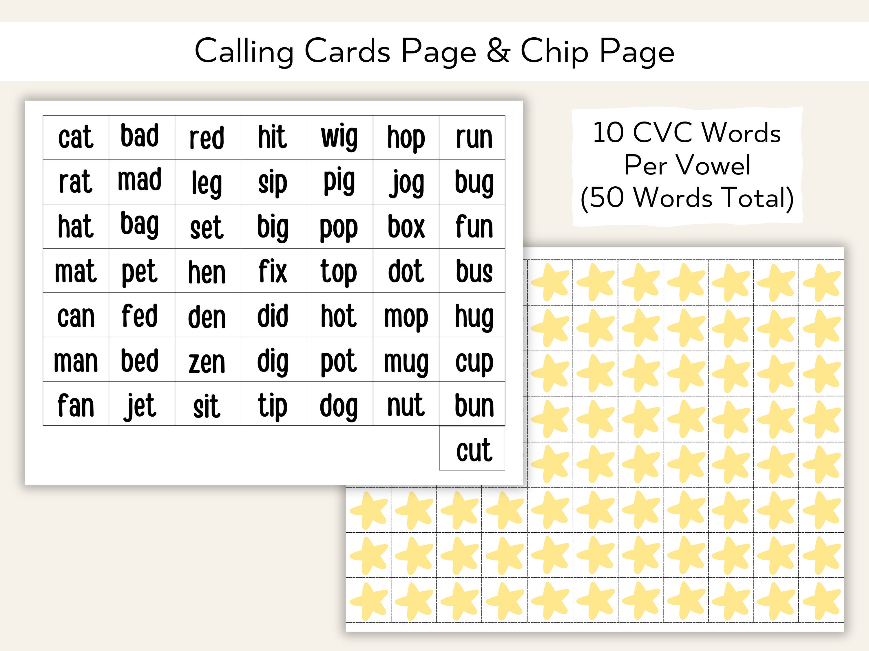 CVC Words Bingo Printable CVC Game Kindergarten Homeschool CVC Card ...