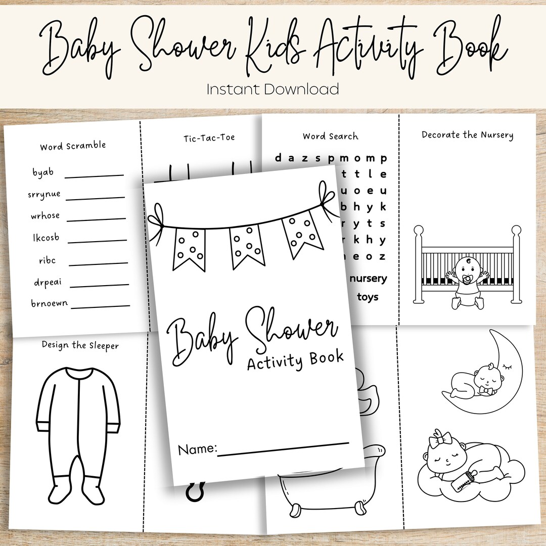 Baby Shower Kids Activity Book Printable Kids Table Activity Book ...