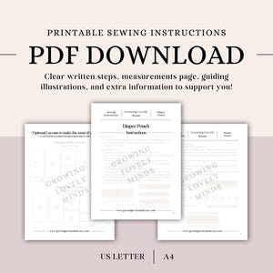 Diaper Pouch with Ruffles Sewing Pattern, PDF Download (US Letter/A4), Beginner Friendly image 6