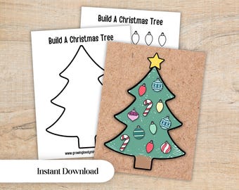 Christmas Tree Printable Craft - Build a Christmas Tree Christmas Activity for Kids - Preschool Activity Center Printable - Christmas Craft