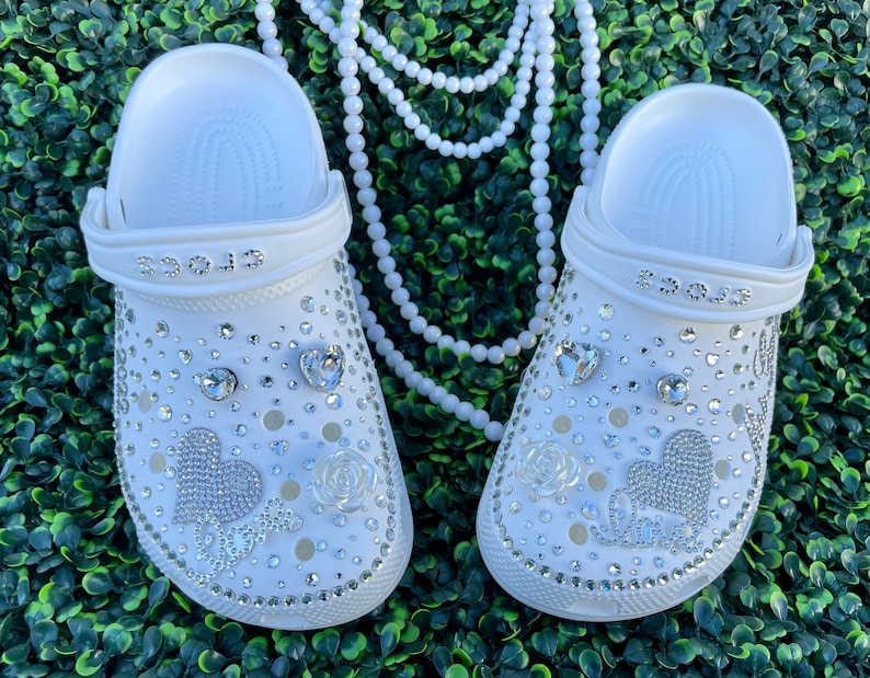 Bridal Wedding Crocs Bridal Party customized White Clogs Etsy