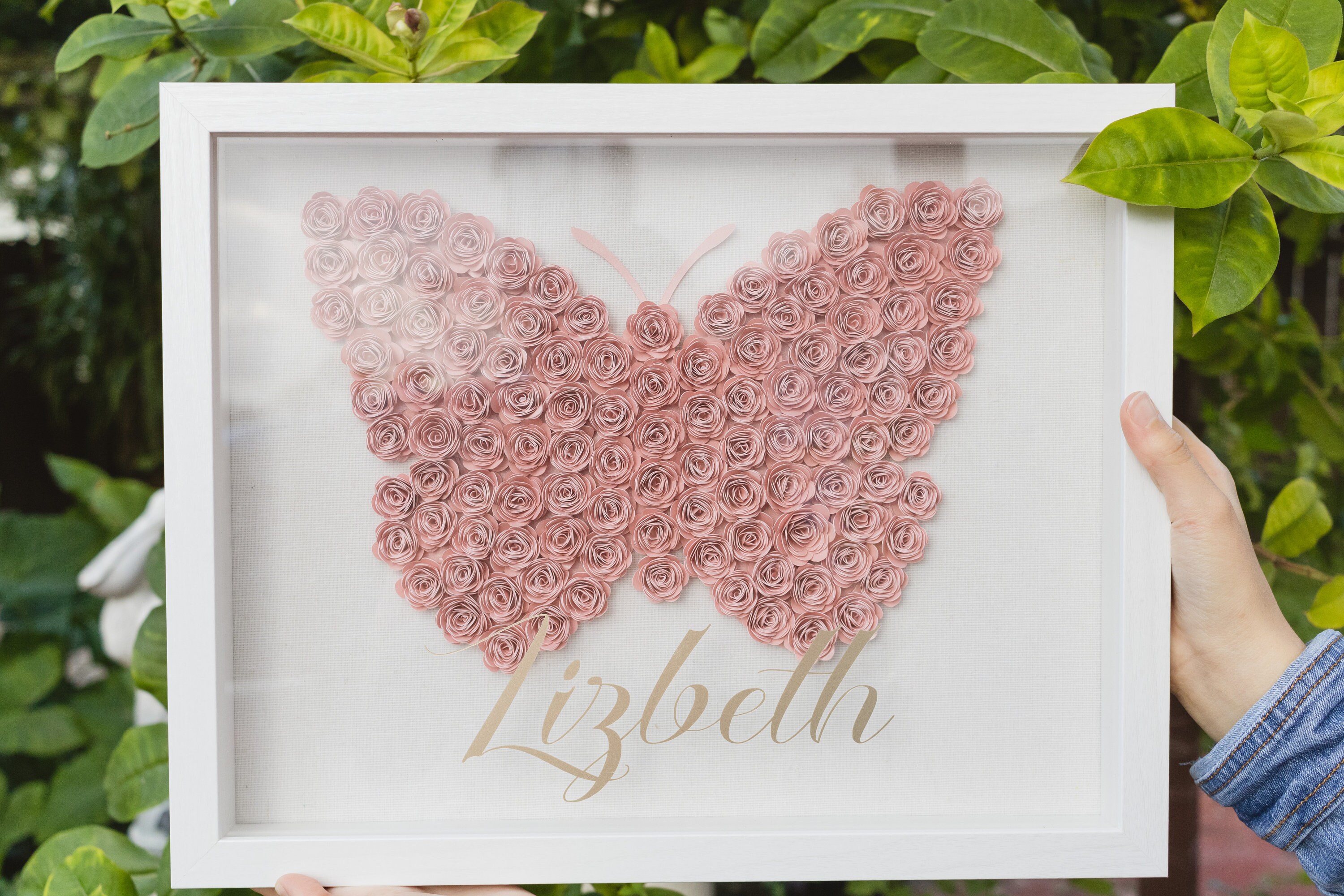 Butterfly Flower Box Butterfly Shaped Rolled Flowers Shadow Box