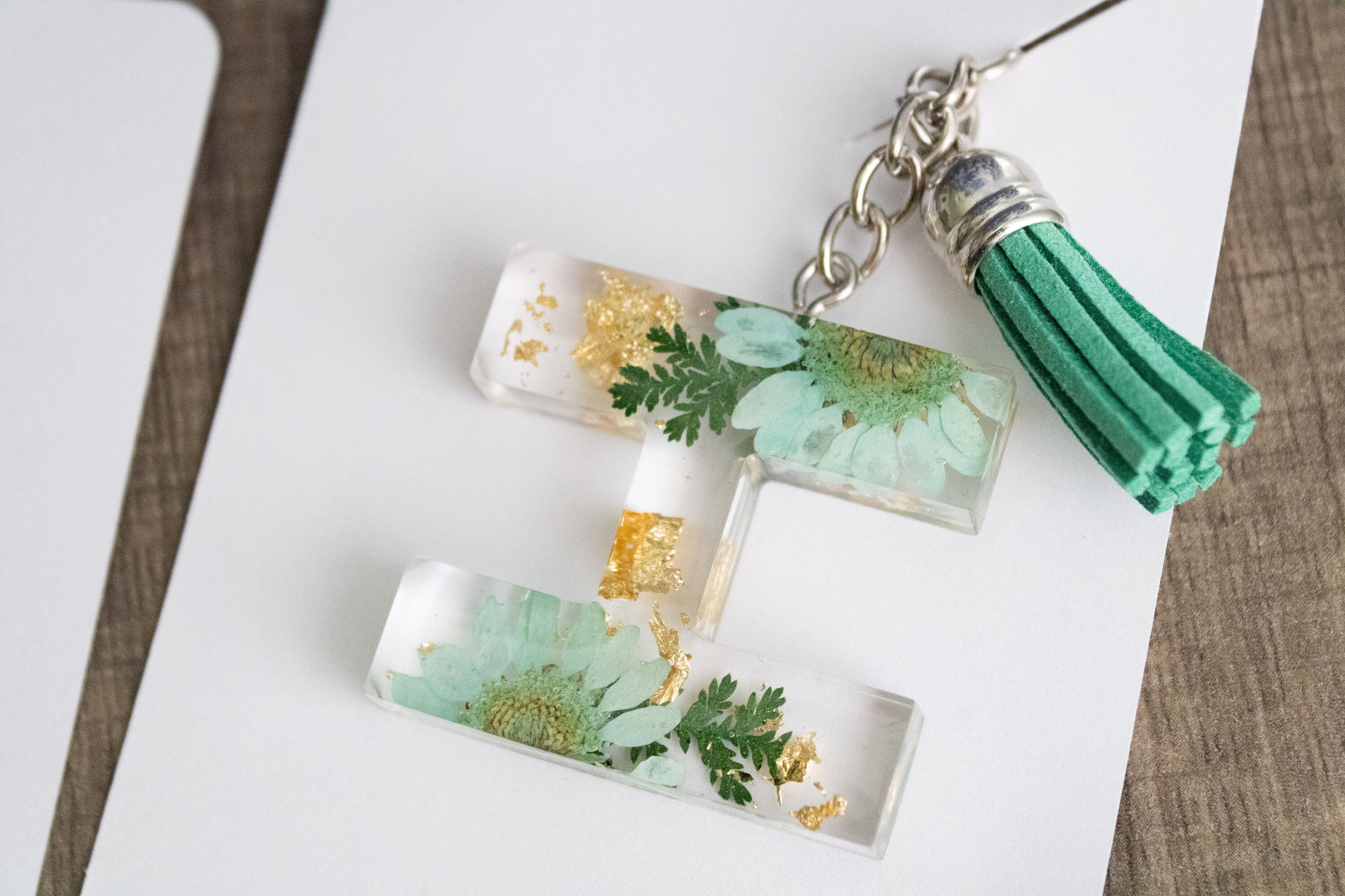 Personalized Keychain Resin Flower Keychain Turquoise Etsy