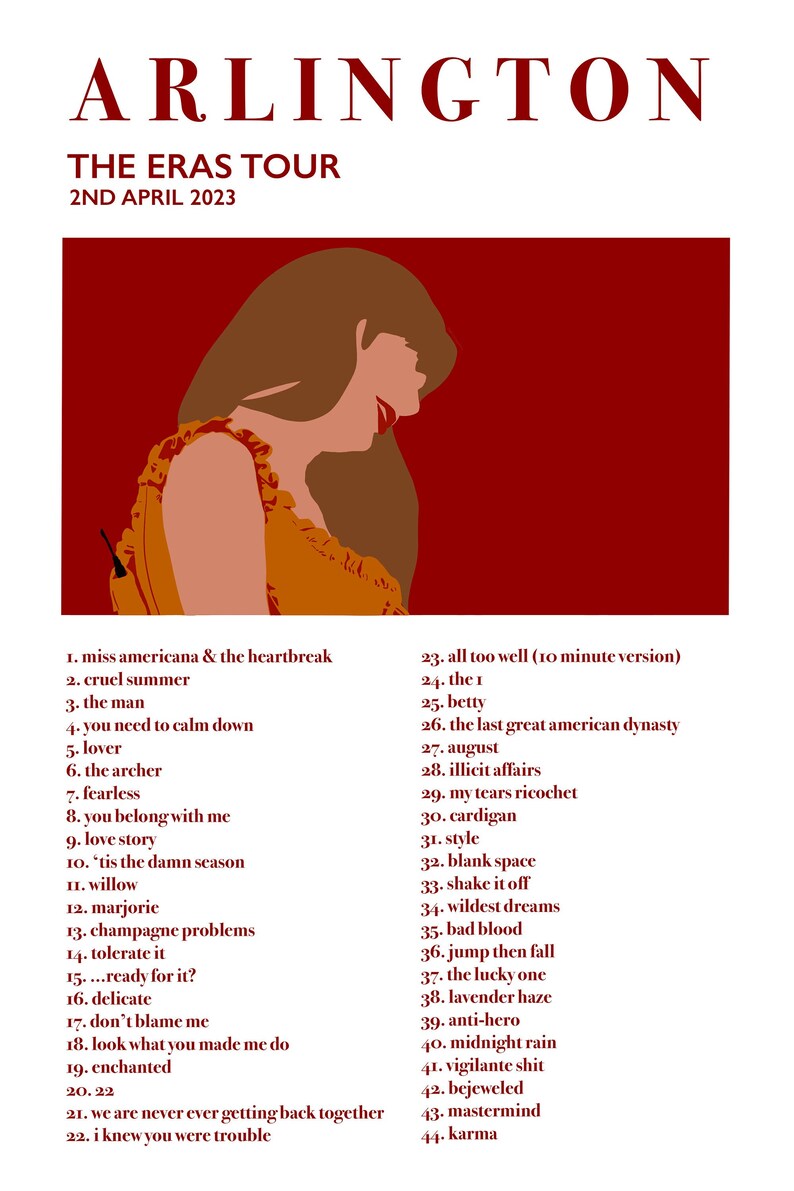 Taylor Swift the Eras Tour 2023 Print 20x30 Arlington TX 3 Etsy