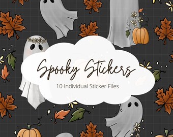 Digital Ghost Stickers | Spooky Halloween Planner Decorations (Digital Download)