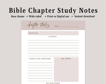 Digital Bible Study Notes Template | Chapter Study Journal (PDF)