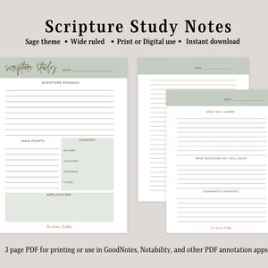 Digital Bible Study Notes Template | Sermon Notes, Scripture Passage ...