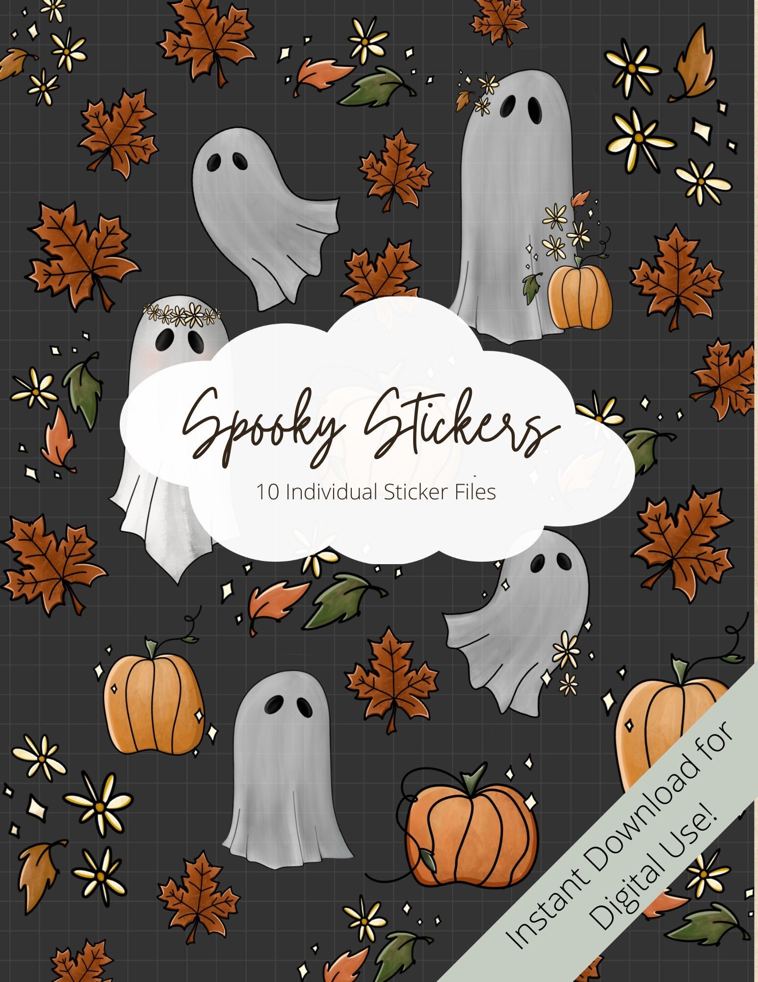Cute Ghost Stickers Halloween Stickers for iPad Digital Etsy