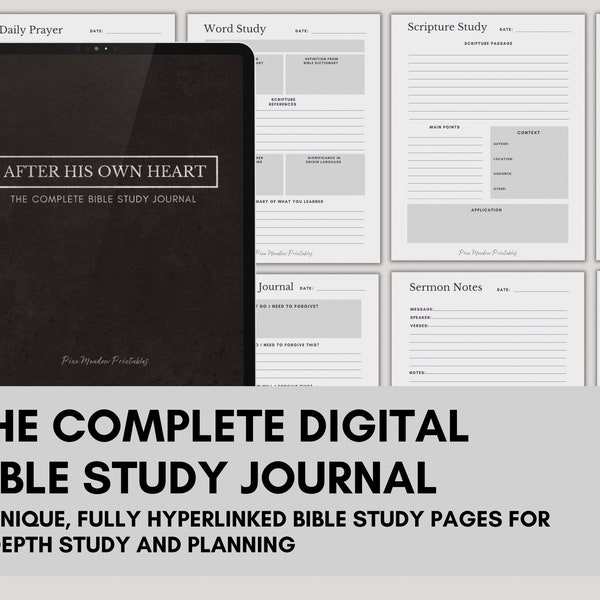 The Complete Digital Bible Study Journal | Men’s Bible Study Sermon Notes Bible Study Planner Prayer Journal Scripture Journal | HisHeart