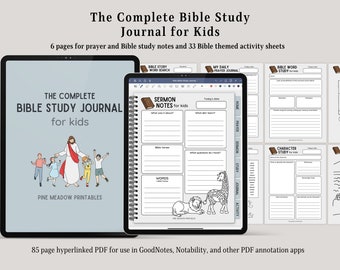 Digital Kids Bible Study Journal | Sermon Notes, Prayer, Activities (Digital Download)