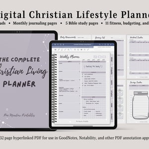 The Complete Digital Christian Living Planner | Wellness Planner Finance Planner Workout Planner Prayer Journal Sermon Notes Bible Study