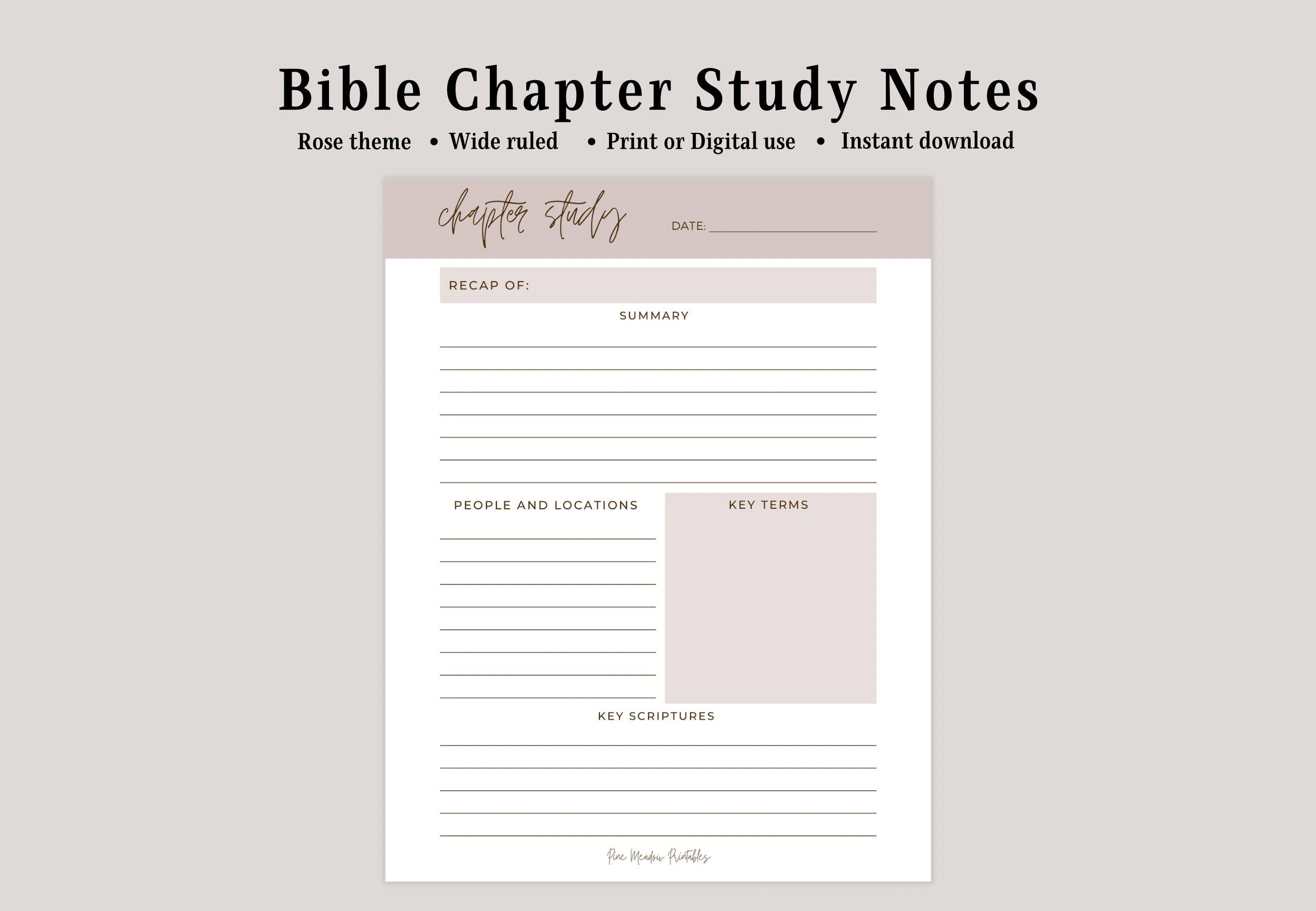 Chapter Study Sermon Notes Bible Study Notes Note Taking Template ...