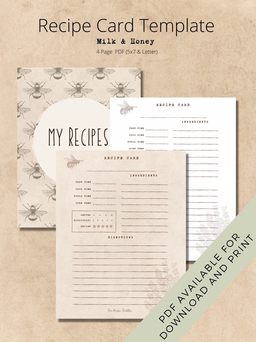 Recepie Notepage Recipe Card Template | Recipe Cards Digital Notepad Recipes Recipe ...