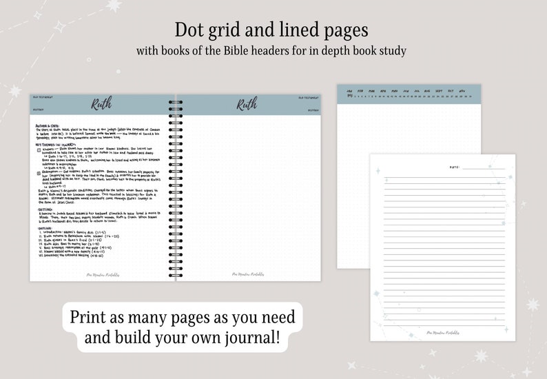 Grid Scripture Journal Printable Bible Study Journal | Sermon Notes, Prayer Journaling ...
