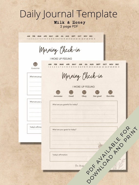 5 Minute Journal | Gratitude Journal Note Taking Template Writing Prompts Digital Notepad Journal Prompts Journal | Milk&Honey3