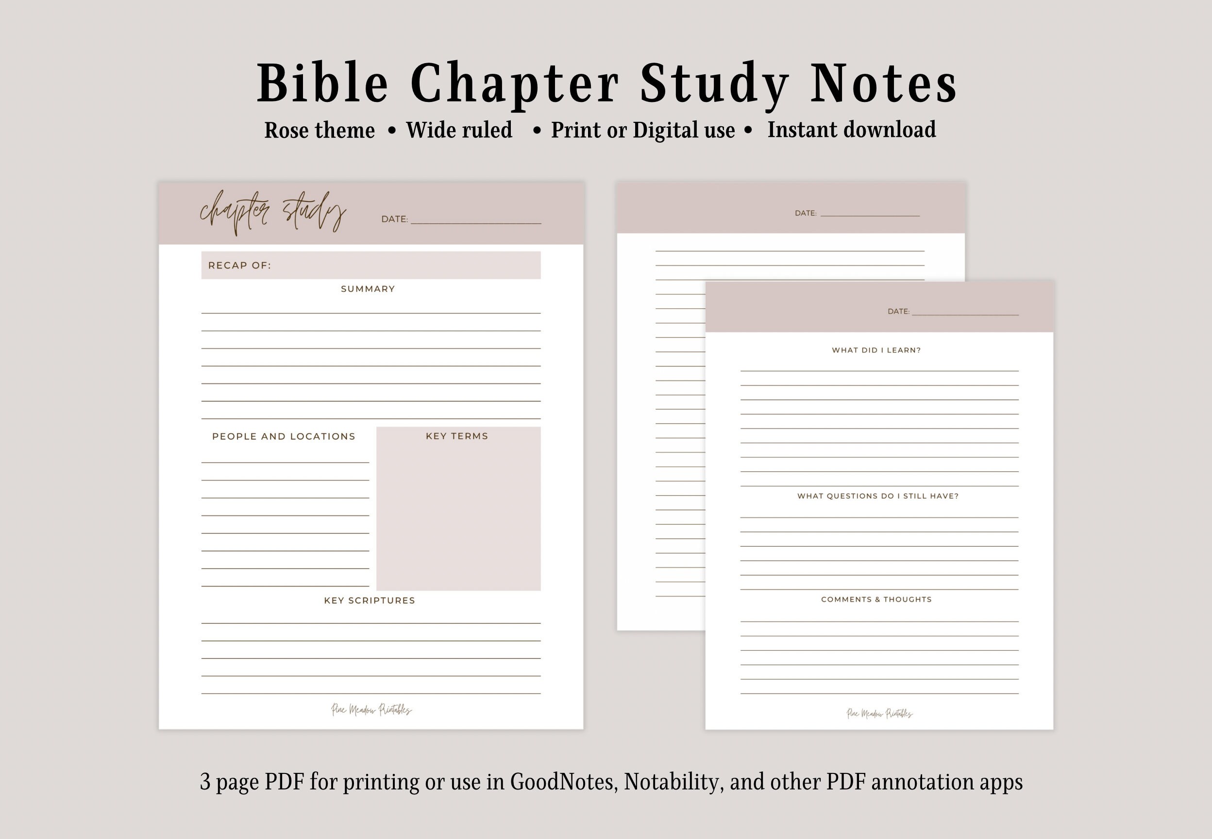 Chapter Study | Sermon Notes Bible Study Notes Note Taking Template ...