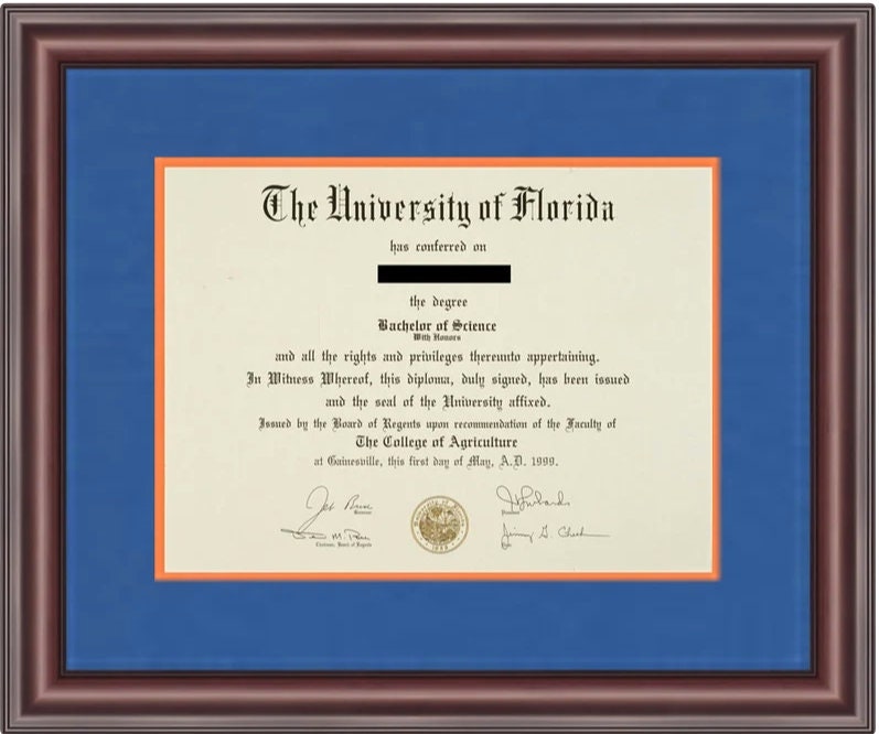 University of Florida Diploma Frame Etsy